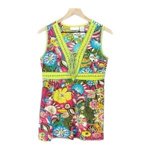 Soft Surroundings Sleeveless Raw Hem Embroidered Top Size XS